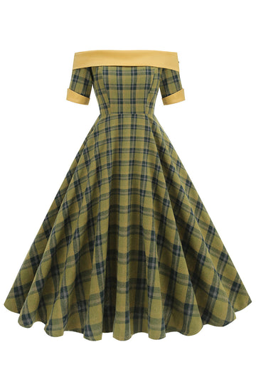 Sukienka z odkrytymi ramionami w stylu vintage z 1950 roku